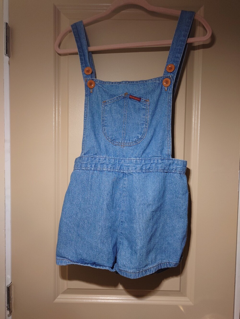Vintage 70s Landlubber Denim Overalls Short Bibs W 28 Jumper Hippie High Waist